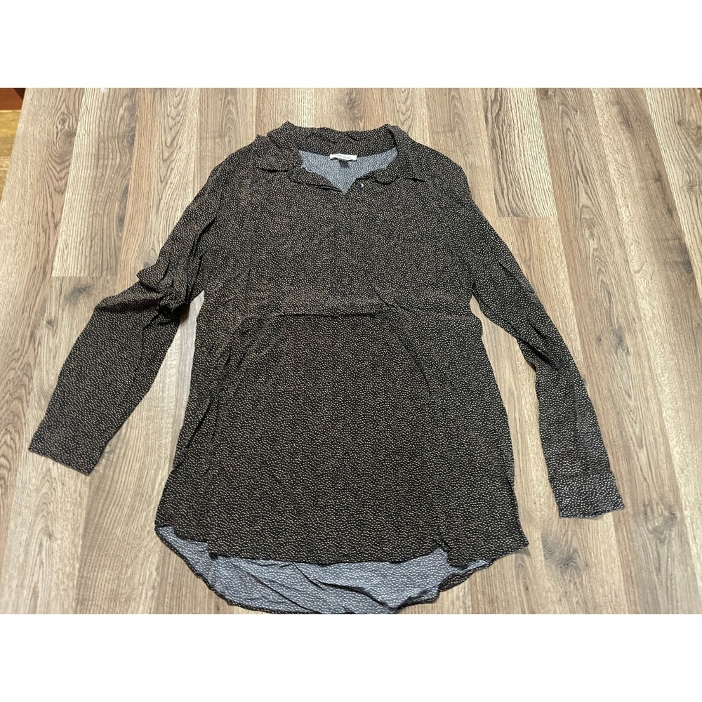 GOODTHREADS Shirt, Women's Size Medium, Brown, V-neck, Long Sleeve